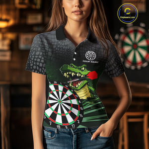 Personalized Green Funny Crocodilian Darts Shirts For Women, Darts Team Jerseys, Darts Gifts TDM4567