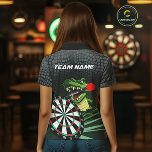 Personalized Green Funny Crocodilian Darts Shirts For Women, Darts Team Jerseys, Darts Gifts TDM4567