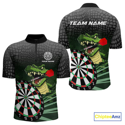 Personalized Green Funny Crocodilian Darts Shirts For Men, Darts Team Jerseys, Darts Gifts TDM4567