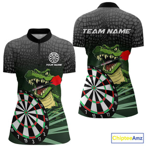 Personalized Green Funny Crocodilian Darts Shirts For Women, Darts Team Jerseys, Darts Gifts TDM4567