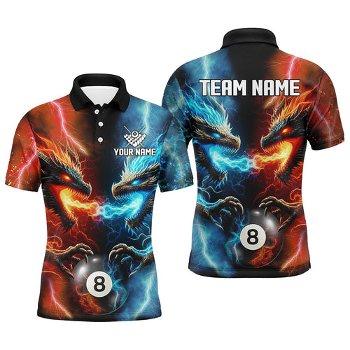 Orange And Blue Billiards 8 Ball Custom Dragon Pool Shirts For Men Best Billiard Team Shirts Jersey TDM2465