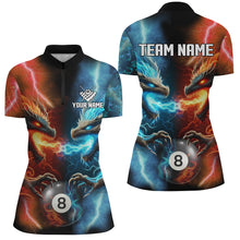 Load image into Gallery viewer, Orange And Blue Billiards 8 Ball Custom Dragon Pool Shirts For Women Best Billiard Team Shirts Jersey TDM2465