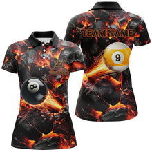 Load image into Gallery viewer, Personalized 8 Ball &amp; 9 Ball Fire Shooting Billiard Jerseys For Women, Billiard Pool Shirts For Team TDM2467