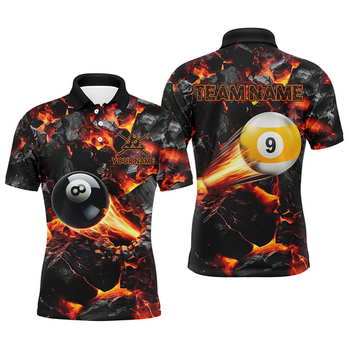Personalized 8 Ball & 9 Ball Fire Shooting Billiard Jerseys For Men, Billiard Pool Shirts For Team TDM2467
