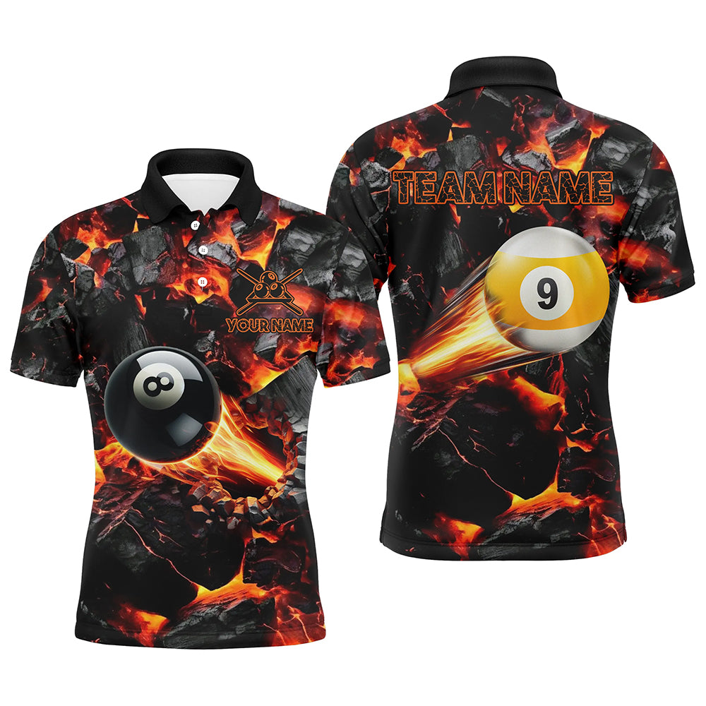 Personalized 8 Ball & 9 Ball Fire Shooting Billiard Jerseys For Men, Billiard Pool Shirts For Team TDM2467
