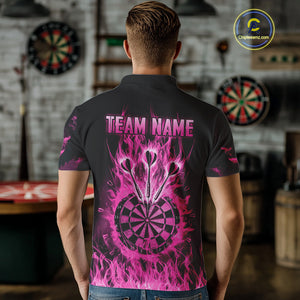 Fire Flame Darts Board American Flag Skull Dart Shirts For Men Custom Darts Team Jerseys |Pink TDM4774