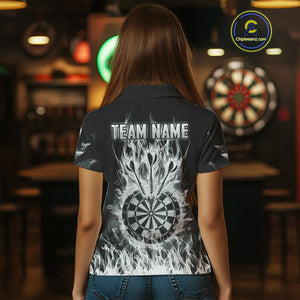 Fire Flame Darts Board American Flag Skull Dart Shirts For Women Custom Darts Team Jerseys |Grey TDM4775