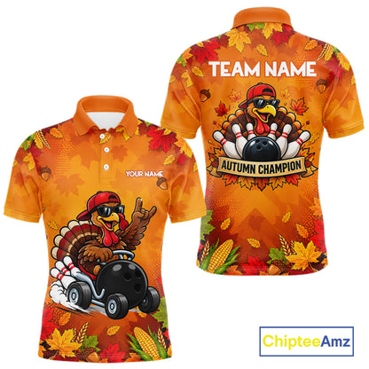 Thanksgiving Bowling Shirt For Men Personalized Funny Racing Turkey Autumn Season Bowling Team Apparel NYN4401