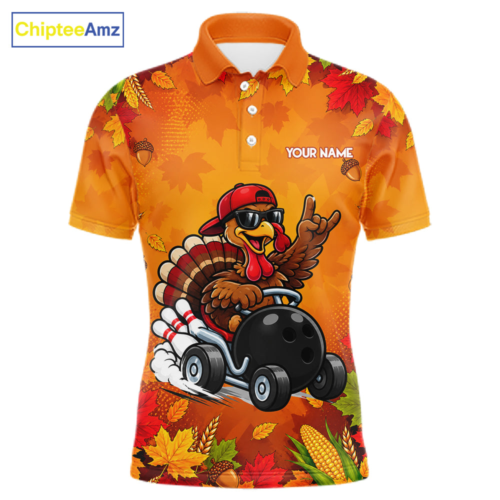 Thanksgiving Bowling Shirt For Men Personalized Funny Racing Turkey Autumn Season Bowling Team Apparel NYN4401