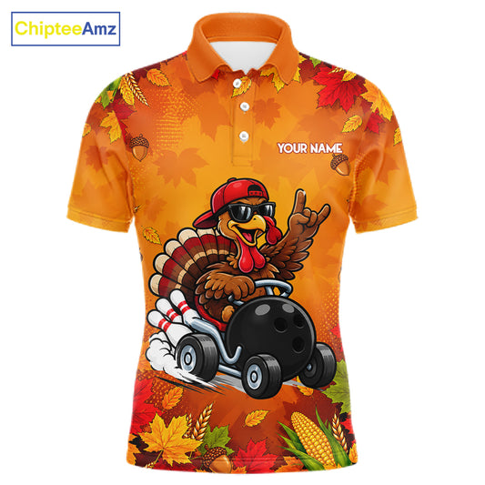 Thanksgiving Bowling Shirt For Men Personalized Funny Racing Turkey Autumn Season Bowling Team Apparel NYN4401