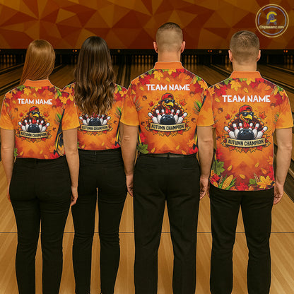 Thanksgiving Bowling Shirt For Men Personalized Funny Racing Turkey Autumn Season Bowling Team Apparel NYN4401