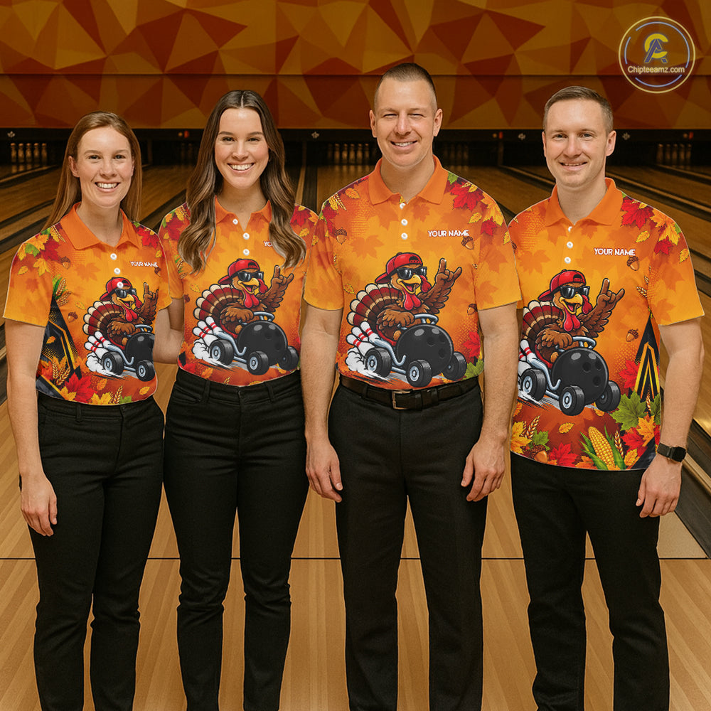 Thanksgiving Bowling Shirt For Men Personalized Funny Racing Turkey Autumn Season Bowling Team Apparel NYN4401