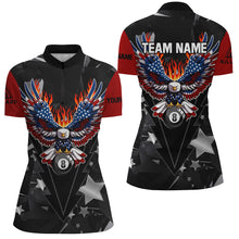 Load image into Gallery viewer, Personalized Eagle American Fire Flame Women Billiard Shirts Custom Patriotic Billiard Pool Jerseys TDM2726