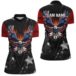 Personalized Eagle American Fire Flame Women Billiard Shirts Custom Patriotic Billiard Pool Jerseys TDM2726