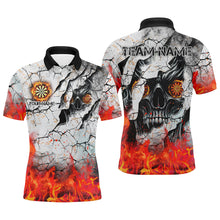 Load image into Gallery viewer, Personalized Skull Crack Pattern Men Dart Shirts Custom Fire Flame Dart Jersey Team Uniform |Orange TDM2971