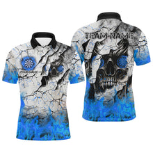 Load image into Gallery viewer, Personalized Skull Crack Pattern Men Dart Shirts Custom Fire Flame Dart Jerseys Team Uniform |Blue TDM2972