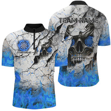 Load image into Gallery viewer, Personalized Skull Crack Pattern Men Dart Shirts Custom Fire Flame Dart Jerseys Team Uniform |Blue TDM2972