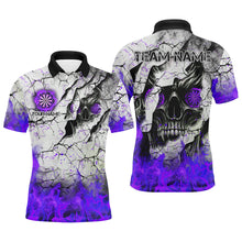 Load image into Gallery viewer, Personalized Skull Crack Pattern Men Dart Shirts Custom Fire Flame Dart Jersey Team Uniform |Purple TDM2973