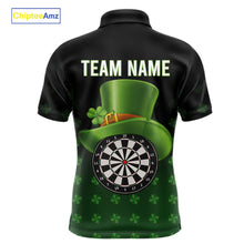 Load image into Gallery viewer, Black And Green St Patrick Day Shamrock Darts Shirt For Men Custom Lucky Darts Team Jersey TDM5705