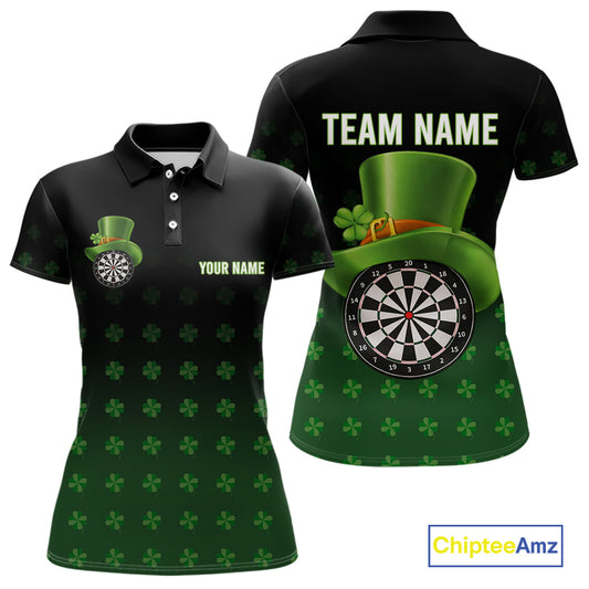 Black And Green St Patrick Day Shamrock Darts Shirt For Women Custom Lucky Darts Team Jersey TDM5705