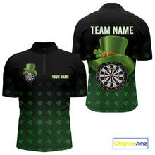 Load image into Gallery viewer, Black And Green St Patrick Day Shamrock Darts Shirt For Men Custom Lucky Darts Team Jersey TDM5705