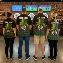 Load image into Gallery viewer, Black And Green St Patrick Day Shamrock Darts Shirt For Men Custom Lucky Darts Team Jersey TDM5705