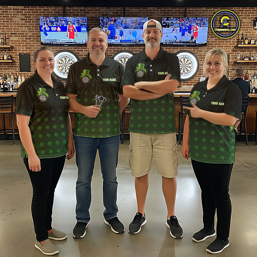 Black And Green St Patrick Day Shamrock Darts Shirt For Women Custom Lucky Darts Team Jersey TDM5705