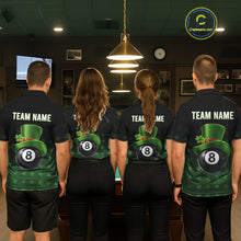 Load image into Gallery viewer, Black And Green 8 Ball Pool Shamrock Billiard Shirt For Women Custom St Patrick Day Billiard Jersey TDM5706