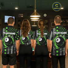 Load image into Gallery viewer, Green Grunge US Flag Luckiest Shamrock Billiard Shirt For Men Custom St Patrick Day Pool Jersey TDM5710