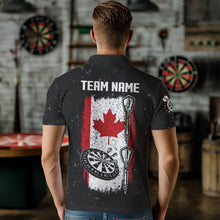 Load image into Gallery viewer, Custom Grunge Canada Flag Smoke Dart Shirt For Men, Patriotic Darts Jersey TDM3552