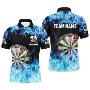 Blue Fire Flame Dartboard Men Darts Polo Shirts Custom Darts Shirts For Team Dart Jerseys TDM1227