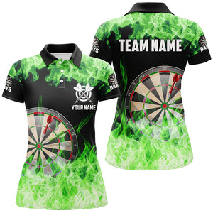 Green Fire Flame Dartboard Women Darts Polo Shirts Custom Darts Shirts For Team Dart Jerseys TDM1228