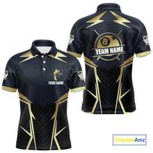 Load image into Gallery viewer, Billiard Jerseys For Men Custom Polo &amp; Quarter-Zip Billiard Team Shirts, 8 Ball Pool Shirt |Gold TDM3978