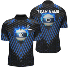 Load image into Gallery viewer, Personalized Blue 10 Ball Pool Lightning Custom Billiard Shirt For Men, Team League Billiard Jersey TDM1809