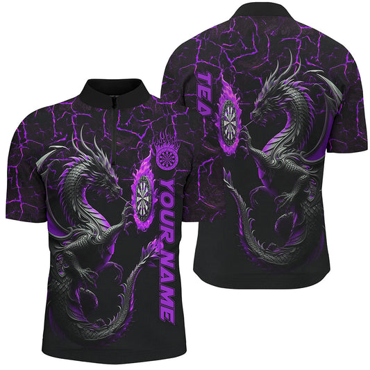Personalized Purple Big Dragon 3D Printed Darts Shirts For Men Custom Team League Darts Jerseys TDM2207