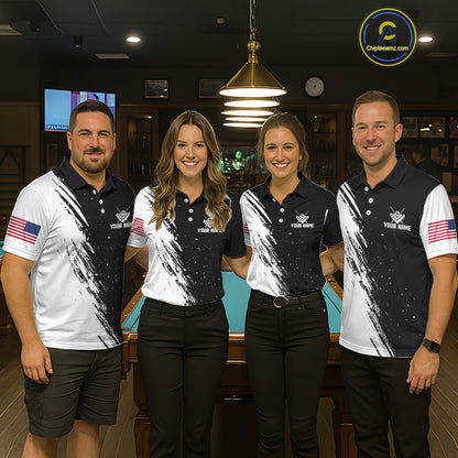 Black And White 8 Ball Billiard Pool Shirts For Women Custom Billiard Tournament Team Jersey TDM7236