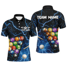 Load image into Gallery viewer, Personalized Blue Striking Thunder Lightning Billiard Shirt For Men Billiard Balls Pool Team Jersey TDM3221