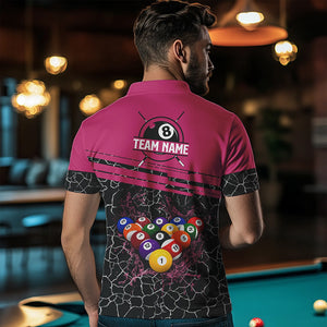 Personalized Pink Pool Balls Crack Pattern Men Billiard Shirts Custom Billiard Jerseys For Team TDM3420