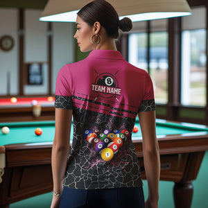 Personalized Pink Pool Balls Crack Pattern Women Billiard Shirts Custom Billiard Jerseys For Team TDM3420