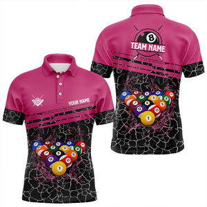 Personalized Pink Pool Balls Crack Pattern Men Billiard Shirts Custom Billiard Jerseys For Team TDM3420