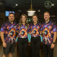 Load image into Gallery viewer, Flame 8 Ball Billiard Shirt For Men Custom Funny Pool Shirt, Billiard Team Jersey Polo &amp; 1/4 Zip TDM5714