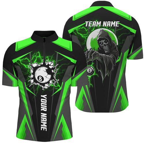 Green Billiard Grim Reaper Men Quarter-Zip Shirts Customized Team League Billiard Jerseys TDM1112