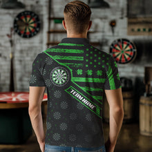 Load image into Gallery viewer, Green Shamrock Retro US Flag Patriotic Darts Shirts For Men Custom St Patrick Day Darts Jerseys TDM3560