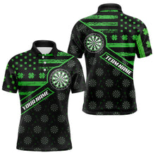 Load image into Gallery viewer, Green Shamrock Retro US Flag Patriotic Darts Shirts For Men Custom St Patrick Day Darts Jerseys TDM3560