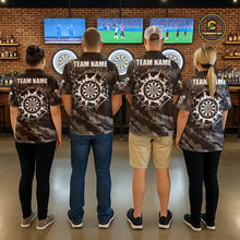 Load image into Gallery viewer, Black Grey Grunge Camo Darts Shirt For Men Custom Darts Jersey Team Polo &amp; 1/4 Zip, Darts Uniform TDM6322