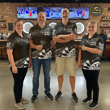 Load image into Gallery viewer, Black Grey Grunge Camo Darts Shirt For Men Custom Darts Jersey Team Polo &amp; 1/4 Zip, Darts Uniform TDM6322