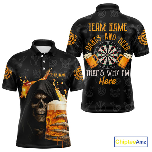 Darts And Beer That's Why I'm Here Custom Skeleton Dart Shirts For Men, Funny Drinking Jerseys TDM3989