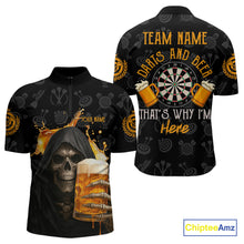 Load image into Gallery viewer, Darts And Beer That&#39;s Why I&#39;m Here Custom Skeleton Dart Shirts For Men, Funny Drinking Jerseys TDM3989