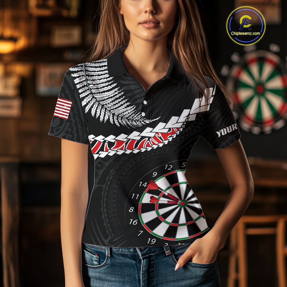 Personalized US Flag Tribal Dart Shirts For Women Custom Team Polo & Quarter Zip Dart Jerseys TDM3992