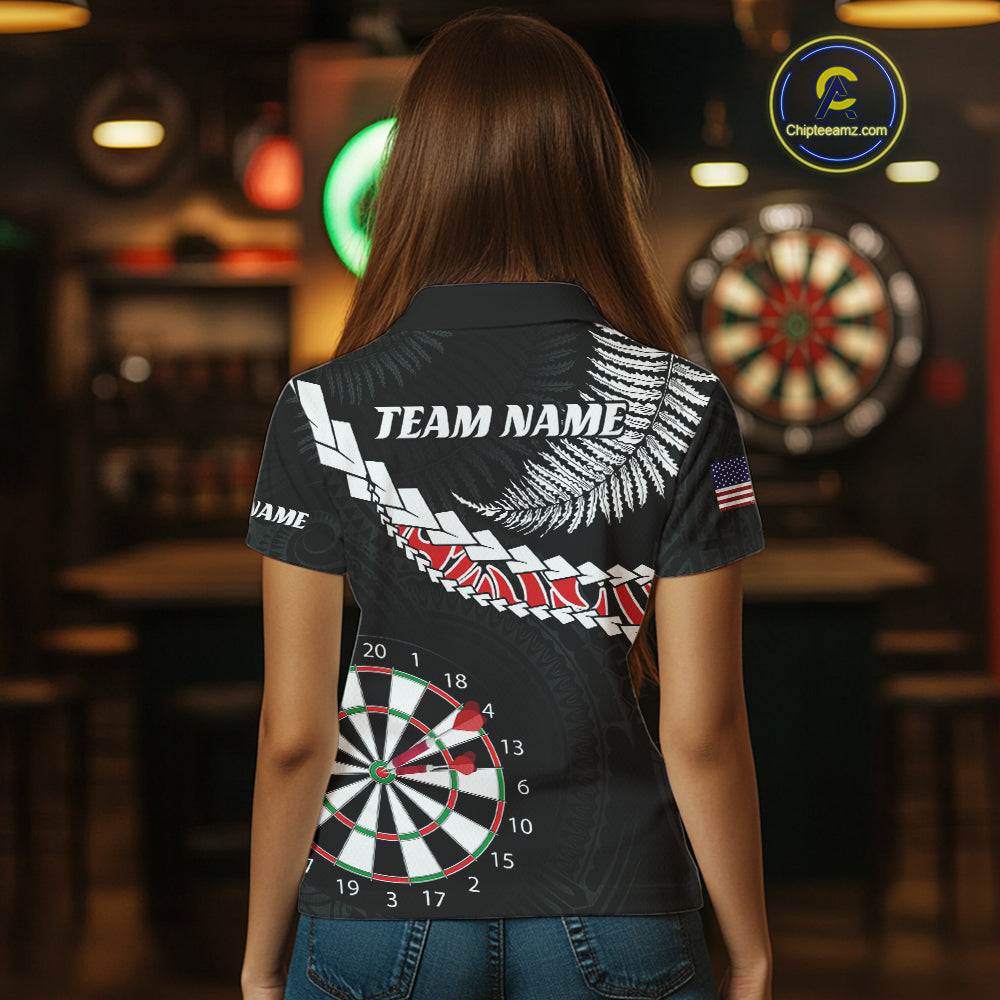 Personalized US Flag Tribal Dart Shirts For Women Custom Team Polo & Quarter Zip Dart Jerseys TDM3992